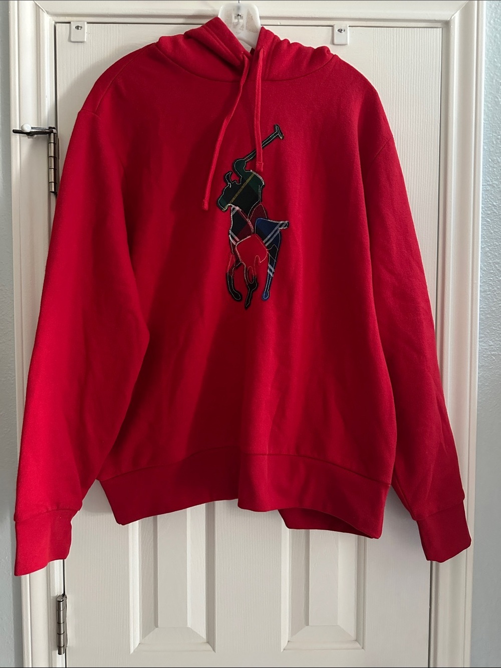 POLO RALPH LAUREN Plaid Big Pony Hoodie Red NWT Mens Large Classic Preppy - Picture 2 of 9